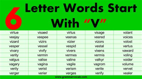 6 letter words beginning with ve